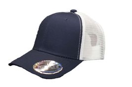 Navy White - Trucker Hat Cotton Mesh Solid Polo Style Baseball Cap - £14.68 GBP
