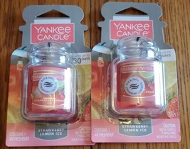 2 Yankee Candle Car Jar Ultimate Strawberry Lemon Ice Odor Neutralizer NIB - $9.70