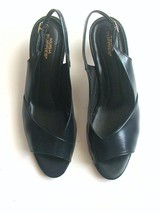 Women&#39;s Hush Puppies Open Toe Slingback Navy Blue Pumps Size 11 EW - £10.46 GBP