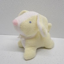 Vintage Yellow White Soft Terrycloth Baby Dog Plush Rattle Pink Nose Blue Eyes - $89.00