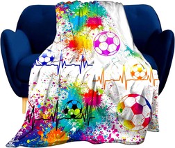 Super Soft Soccer Blanket Lightweight Cozy 3D Printed Flannel Baseball - £27.03 GBP