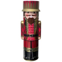Nutcracker Tin Red Gold 12&quot; The Silver Crane Co.  Empty Decorative Decor... - £10.48 GBP