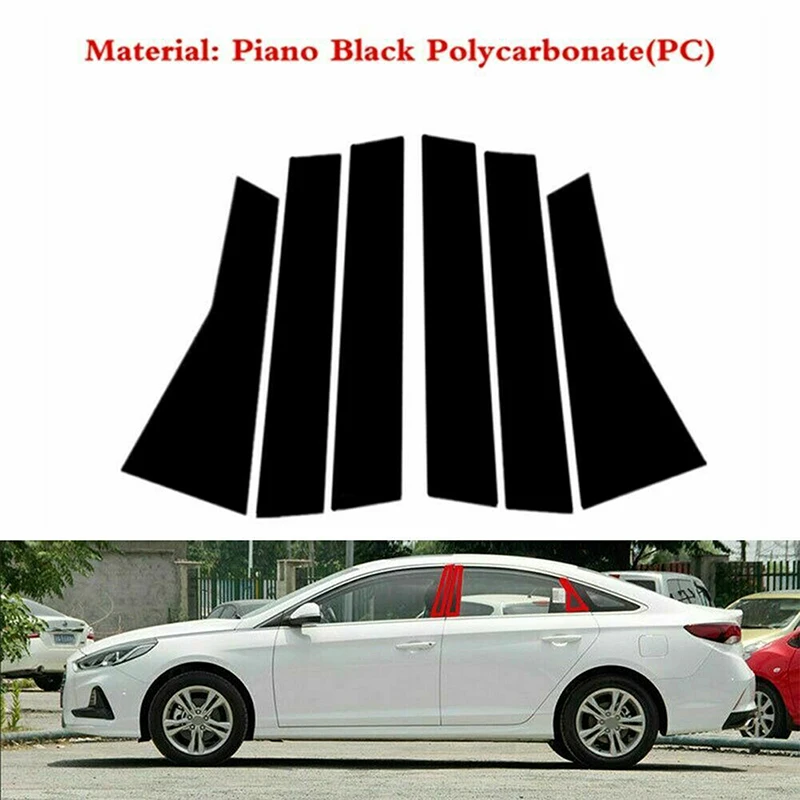 POSSBAY Car Pillar Post Trims for Hyundai Sonata 2015-2019 Glossy Piano Black - £11.67 GBP