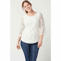 Isaac Mizrahi Floral Lace Knit Top with Ladder Lace Details S New A351084 - $17.99