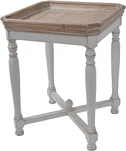 A&amp;B Home End Table Sofa Side Table With Square Tray Distressed White And... - $257.99