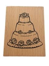 Wedding Cake Rubber Stamp Roses Invitation Celebration Card Making Scrap... - $4.99