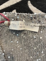 STELLA MCCARTNEY Silver Sequin Accent Long Sleeve V Neck Sweater Sz 44 $... - $356.30