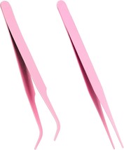 Stainless Steel Sticker Tweezers Kit 2 PCS Multipurpose Straight and Cur... - $289.11 MXN