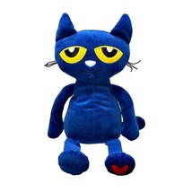 Pete the Cat Plush Blue Kohls Cares Stuffed Animal Yellow Eyes Heart 13 Inch - $9.64