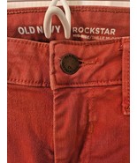 Old Navy Rockstar Womens Juniors Jeans Size 0 Brick Red Cotton Blend Mid... - $17.82