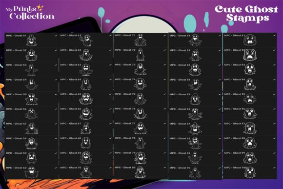 100+ Procreate Cute Ghost Stamps - Digital Art