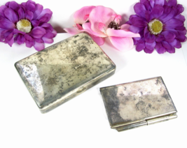 Vintage 2 Pieces TISSUE CASE and NOTEPAD with PEN Purse SILVERPLATE Mono... - $332.72 MXN