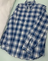 Polo Ralph Lauren Indigo Oxford Men Shirt XL Long Sleeve Button Up Blue Plaid - £22.95 GBP