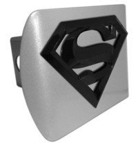 Superman Black Shield Emblem On Brushed Chrome Usa Made Trailer Hitch Cover - £63.20 GBP