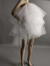 White High Low Tulle Dress Boho Wedding Midi Puffy Multi Layered Tulle Skirts - £60.73 GBP