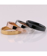 [Jewelry] Man Woman Titanium Steel Simple Classic Gold Silver Black Band... - £6.06 GBP