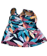 Kona Sol Multi-Color Plant Pattern Bathing Suit Top W/ Tags Size M(8-10) - £10.50 GBP