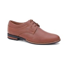 Mens Dress Shoe with Laces synthetic Leather formal US size 7-12 Office Tan - £30.00 GBP
