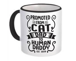 Promoted From Cat Dad : Gift Mug Announcement Fathers Day Pregnancy - £12.78 GBP