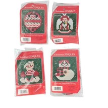 Christmas Plastic Canvas Needlepoint Lot of 4 Kits Angel Snowman Ornamen... - $18.87
