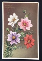 Vtg Dutch Congratulations card Floral Artwork Posted 57037 Colorprint B Belgium - £6.27 GBP