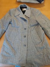 Vintage Lakeland Mens Wool Faux Fur Lined Mens Pea Coat Gray And Black  ... - $77.40