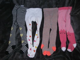 BABY GIRL 6-12 TIGHTS LOT OSHKOSH CARTERS CAT STRIPE FLOWER GLITTER HEAR... - £18.19 GBP