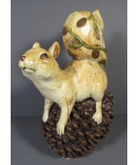 Squirrel Figurine on a Pinecone Resin Realistic Features and Colors 5.5&quot;... - £9.98 GBP