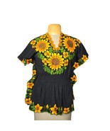 Handmade Embroidered Womens S/M Top Art to Wear Sunflowers Floral Festiv... - €23,17 EUR