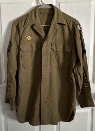 Original WW2 Era US Army Air Corps 9th Airforce Uniform Shirt w Patches - £47.92 GBP