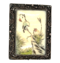 Vintage Chinese Silver Scrimshaw Panel Brooch 15.4g - $4,900.00