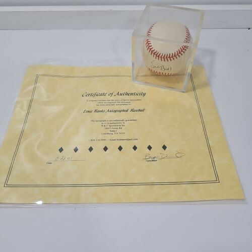 Primary image for Ernie Banks Autographed Baseball With Certificate Of Autenticity