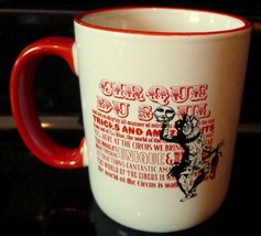 Cirque Du Soul Mug Red and White with Circus Jester and Creed on Cup - $29.65