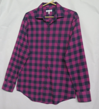 Peter Millar Purple Pink Black Plaid Long Sleeve Shirt Cotton Mens Sz Me... - $28.45