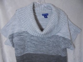 Karen Scott Womens Large Sweater Short Cap Sleeves Cowl Neck Gray Gradient - £5.26 GBP