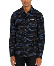 Avirex Men&#39;s Size Medium Navy Camo Officer Woven Camo Shirt - £38.33 GBP
