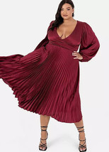 Lovedrobe Luxe Dark Red Pleated Midi Dress with Twist Detail UK 16     (FM39-4) - £34.58 GBP