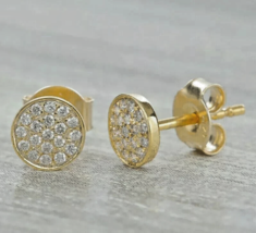 1.30Ct Round Real Moissanite Cluster Stud Earrings 14k Yellow Gold-Plated Silver - $186.99