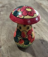 Vintage Russian Wooden Carved Mushroom Hand Painted Floral USSR - €30,49 EUR