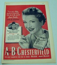 1949 Print Ad Chesterfield Cigarettes Movie Actress Anne Baxter Smoking - £7.85 GBP