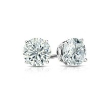 1.5Ct Rotondo Diamanti Finti Orecchini Borchie 14K Placcato Oro Bianco Vite Back - £40.79 GBP