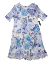 NWT KOMAROV Lavender Floral Keyhole Chiffon Neck Crinkle A-Line Dress 3X... - £71.47 GBP
