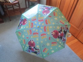 Unused Sesame Street Rock &amp; Roll Elmo Child&#39;s Umbrella w/Clear Plastic Cover - £14.61 GBP