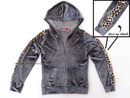 Women Jeggology Gray Soft Cheetah Leopard Small Jacket Hoodie track stre... - £11.96 GBP