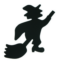 Witch on Broom Cutouts Plastic Shapes Confetti Die Cut 15 pcs  FREE SHIPPING - £5.60 GBP