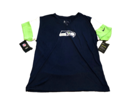 NWT New Seattle Seahawks Nike Dri-Fit Logo V-Neck Women&#39;s Large Shirt - £22.11 GBP