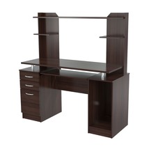 Espresso Finish Wood Computer Desk With Hutch - $613.72