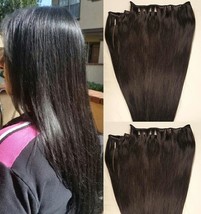 20" Machine Weft Hair Weave, Sew In,100 grams,Human Hair Extension #1B Off Black - £98.56 GBP