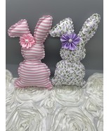 TWO EASTER BASKET BUNNIES ONE W/TINY LAV POSIES AND THE OTHER IS PINK AND WHITE - $8.91