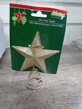 Mini Christmas Tree Topper Glittery Gold, 5&quot;-BRAND NEW-SHIP SAME BUSINES... - £11.35 GBP